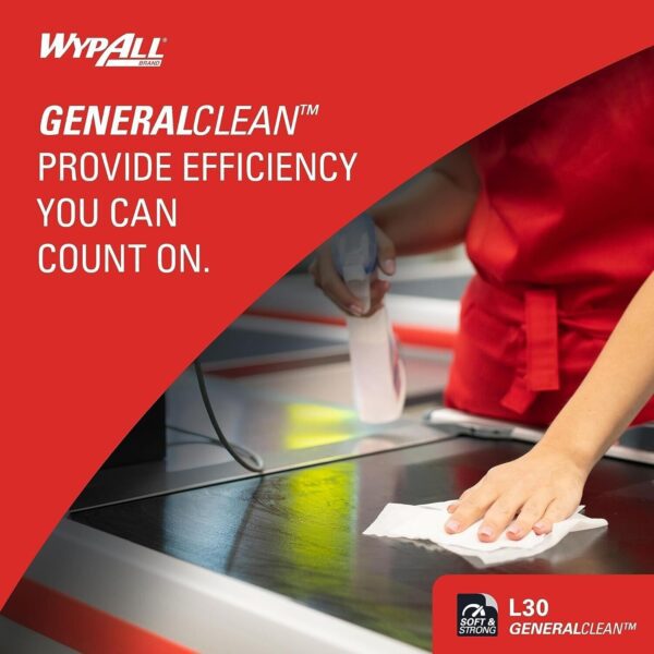 WypAll® GC L30 Heavy Duty Cleaning Towels (05800), Pop-Up Box, White 100 Sheets - Image 2
