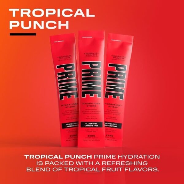 PRIME HYDRATION+ Sticks Tropical Punch | 6 Hydration Powder Single Serve Sticks - Image 5