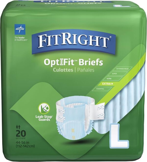 FitRight OptiFit Extra+Adult Diapers with leak stop guards 20CT