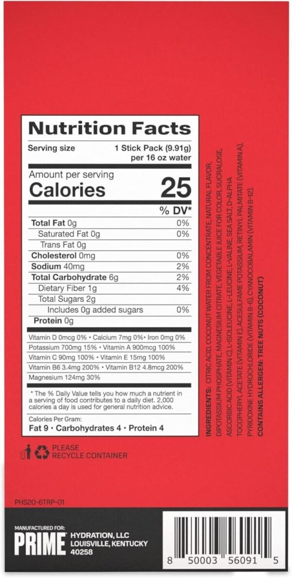 PRIME HYDRATION+ Sticks Tropical Punch | 6 Hydration Powder Single Serve Sticks - Image 3