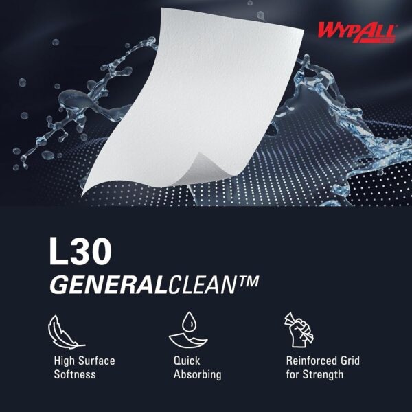 WypAll® GC L30 Heavy Duty Cleaning Towels (05800), Pop-Up Box, White 100 Sheets - Image 6