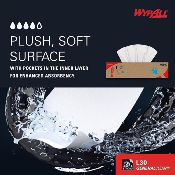 WypAll® GC L30 Heavy Duty Cleaning Towels (05800), Pop-Up Box, White 100 Sheets - Image 3