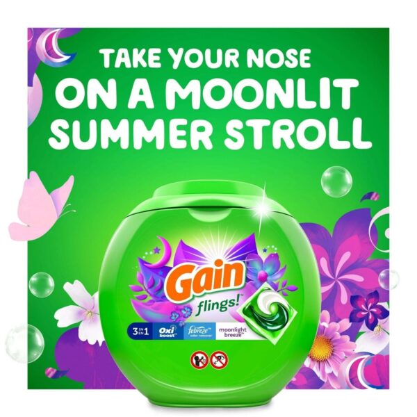 Gain Flings Laundry Detergent Soap Pacs 60 Ct Moonlight Breeze - Image 5